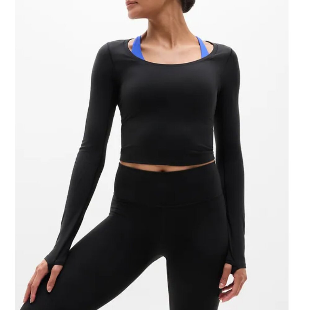Athleta Transcend Top Long Sleeve Crop Size Large NWOT